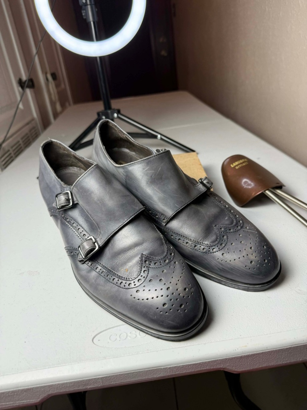 Bruno Magli Alfeo Double Monk Strap Blue gray Leather Shoes Sz
11.5